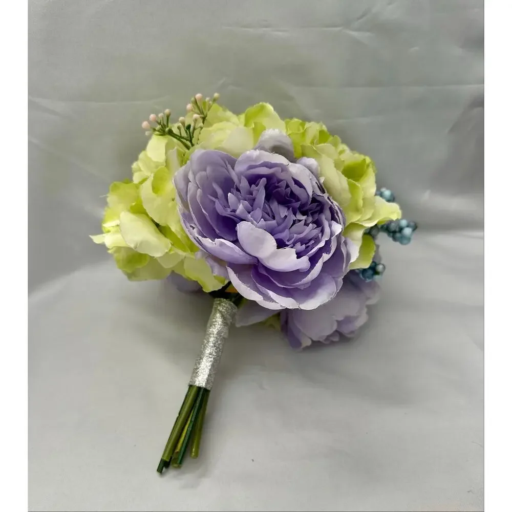 Homecoming prom floral bouquet artificial light purple light green silver